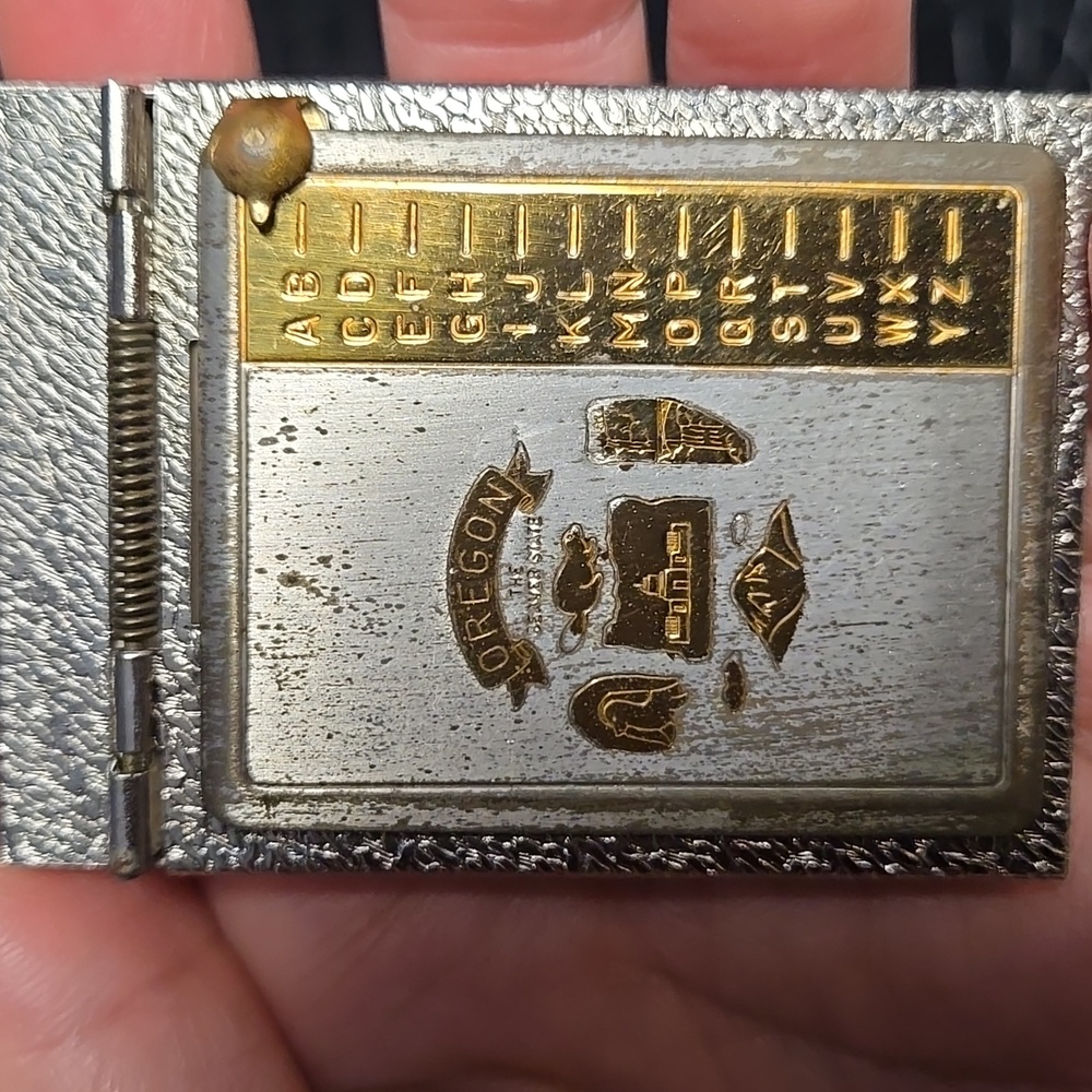 Vintage Gold and Silver Oregon Souvenir Mini Rolodex 2.5"X1.75"